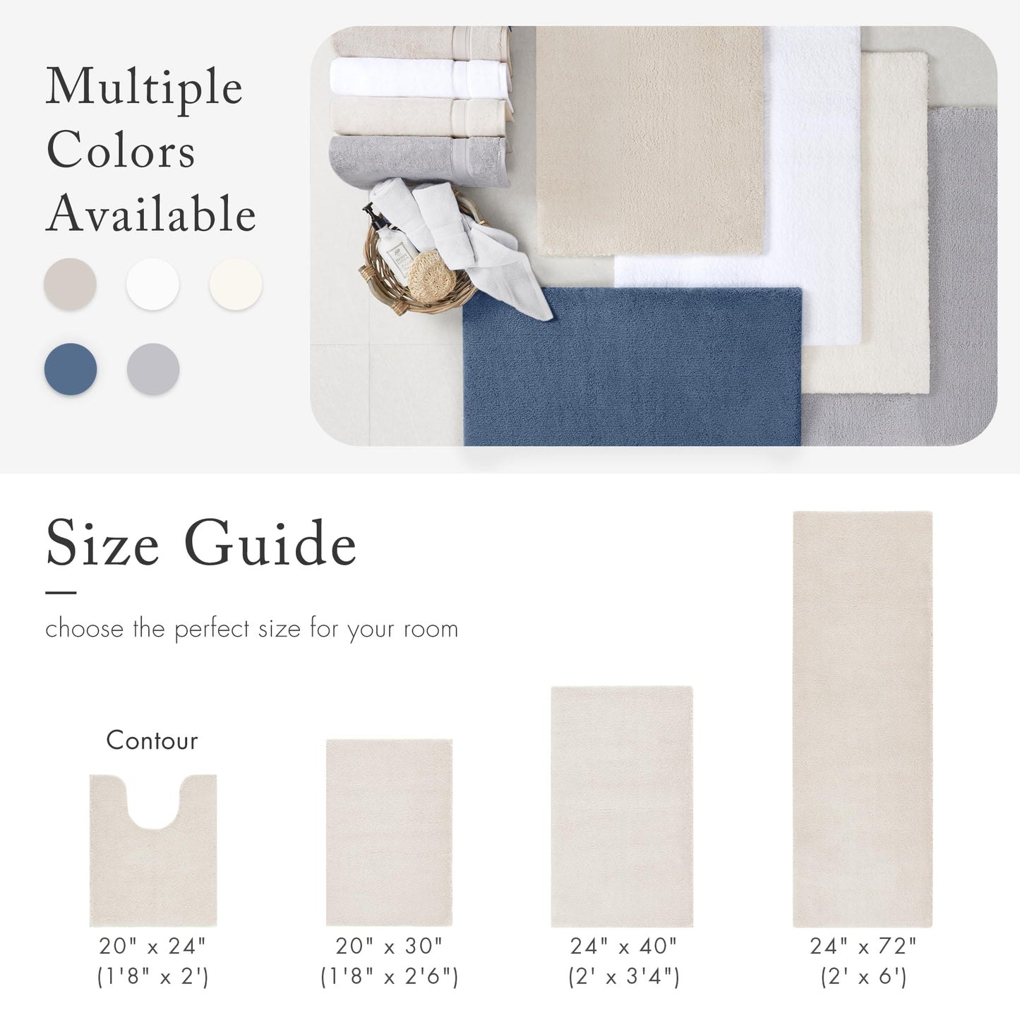 Madison Park Marshmallow Bathroom Rug Non Slip, Luxrurious Plush Bath Mat, Absorbent, Quick Dry, Spa Design Bath Room Décor, 20x30, Natural