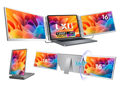 15.6" Laptop Screen Extender, FHD 1080P IPS Portable Monitor for Laptops 12~18.5 inch, Triple Screen Laptop Monitor Extender Display, Plug & Play with USB-C HDMI for Windows/MacBook/PS5/Switch/PS4