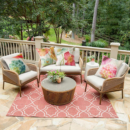 Artscope Set of 4 Waterproof Cushion Covers 45x45cm, Decorative Hydrangea and Lotus Throw Pillow Covers, Perfect to Outdoor Patio Garden Bench Living Room Sofa Farmhouse Decor
