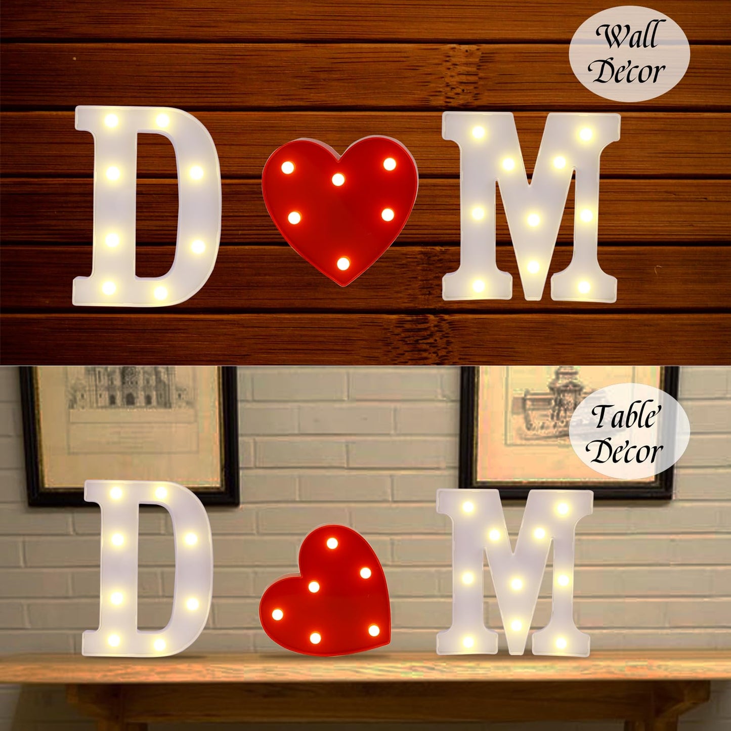 TRONSBOO LED Marquee Sign Light Up Letters, Alphabet Light Up Letters Sign, Battery Powered LED Letter Lights for Night Light, Wedding, Birthday, Party, Christmas or Home Decor (Red Heart)