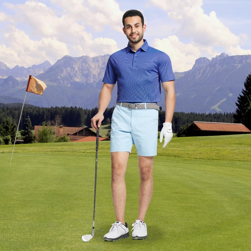 M MAELREG Golf Polo Shirts for Men Short Sleeve Quick Dry Fit Texture Sports Casual Collared Men's Golf Shirts