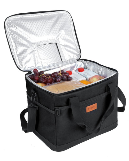 Kollea Black Cool Bag - 30 Litre Cool box -Insulated Cooler Bag Lunch Bag Keep Warm and Cold, Leak-Proof, With Carriying Straps, Multiple Pockets - Ideal for Travel, Camping, Picnics, BBQ