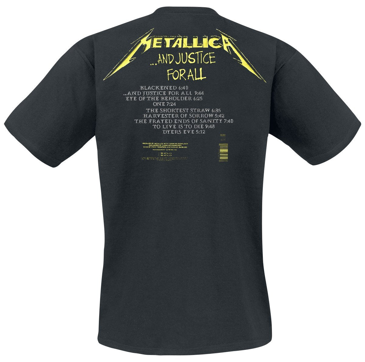 Metallica Men's Justice for All Tracks BL_TS: L T-Shirt, Black (Black Black), Large (Size:Large)