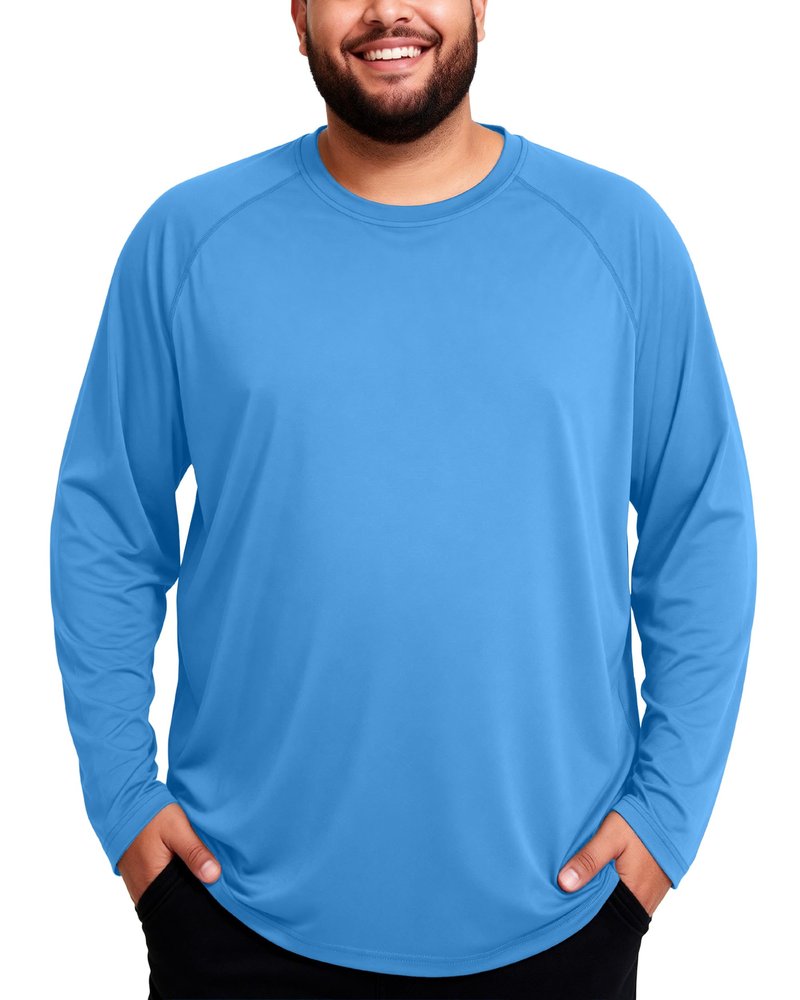 Roadbox Men's Big and Tall UPF 50+ UV Sun Protection Shirts, Long Sleeve Cooling Rash Guard Quick Dry Fishing Swim T-Shirt Navy Blue