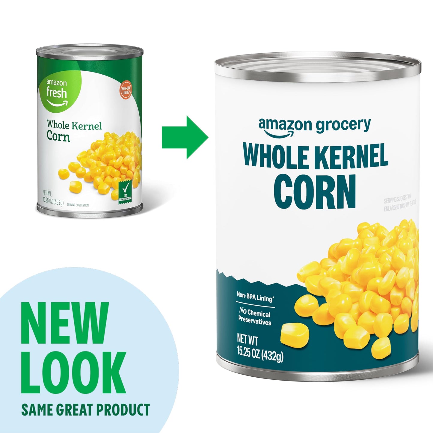 Amazon Grocery, Canned Whole Kernel Corn, 15.25 Oz (Previously Amazon Fresh, Packaging May Vary)