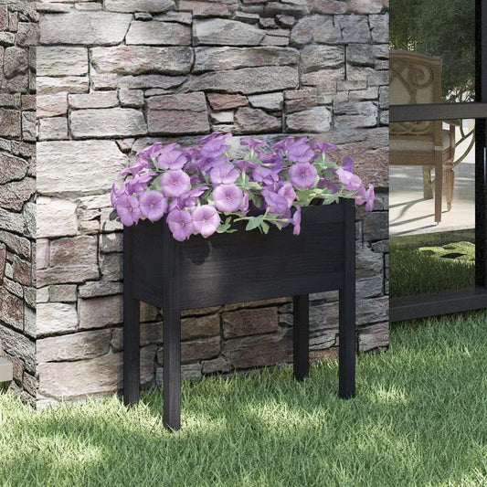 FMPGJLYH Large Outdoor Garden Planter Box, 27.6 Inch Square Wood Flower Pot for Patio, Balcony, Backyard, Matte Black Finish