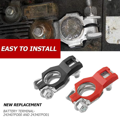 AUCELI Battery Terminal Connector, Top Post Battery Cable Terminal Clamp Set, Positive and Negative 1 Pair with 2 Washers, Good Contact Corrosion Resistance Car Accessories for SUV Van Motorcycle