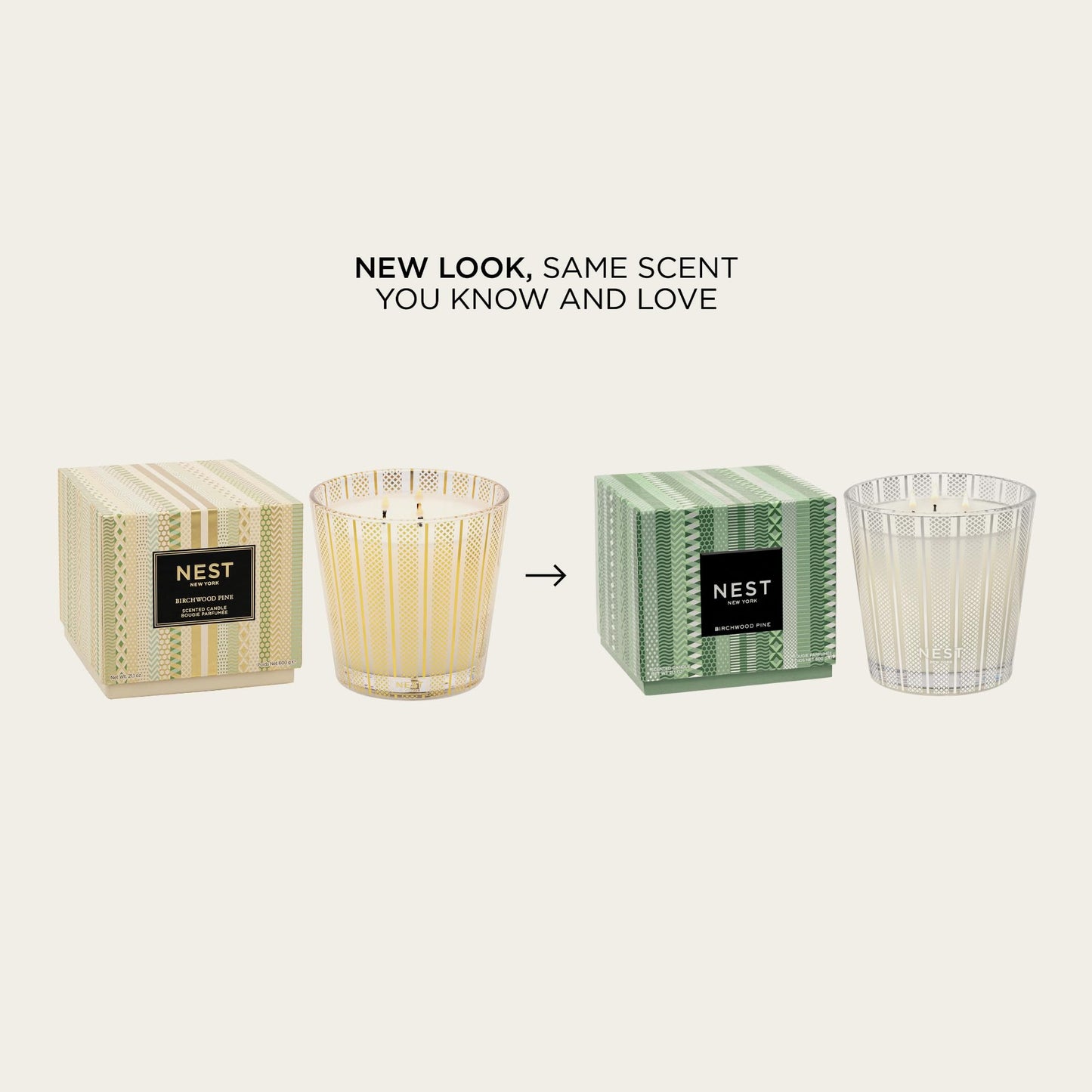 NEST New York Scented 3-Wick Christmas Tree Candle, Birchwood Pine - 21.2 oz - Up to 100-Hour Burn Time - Reusable Glass Vessel
