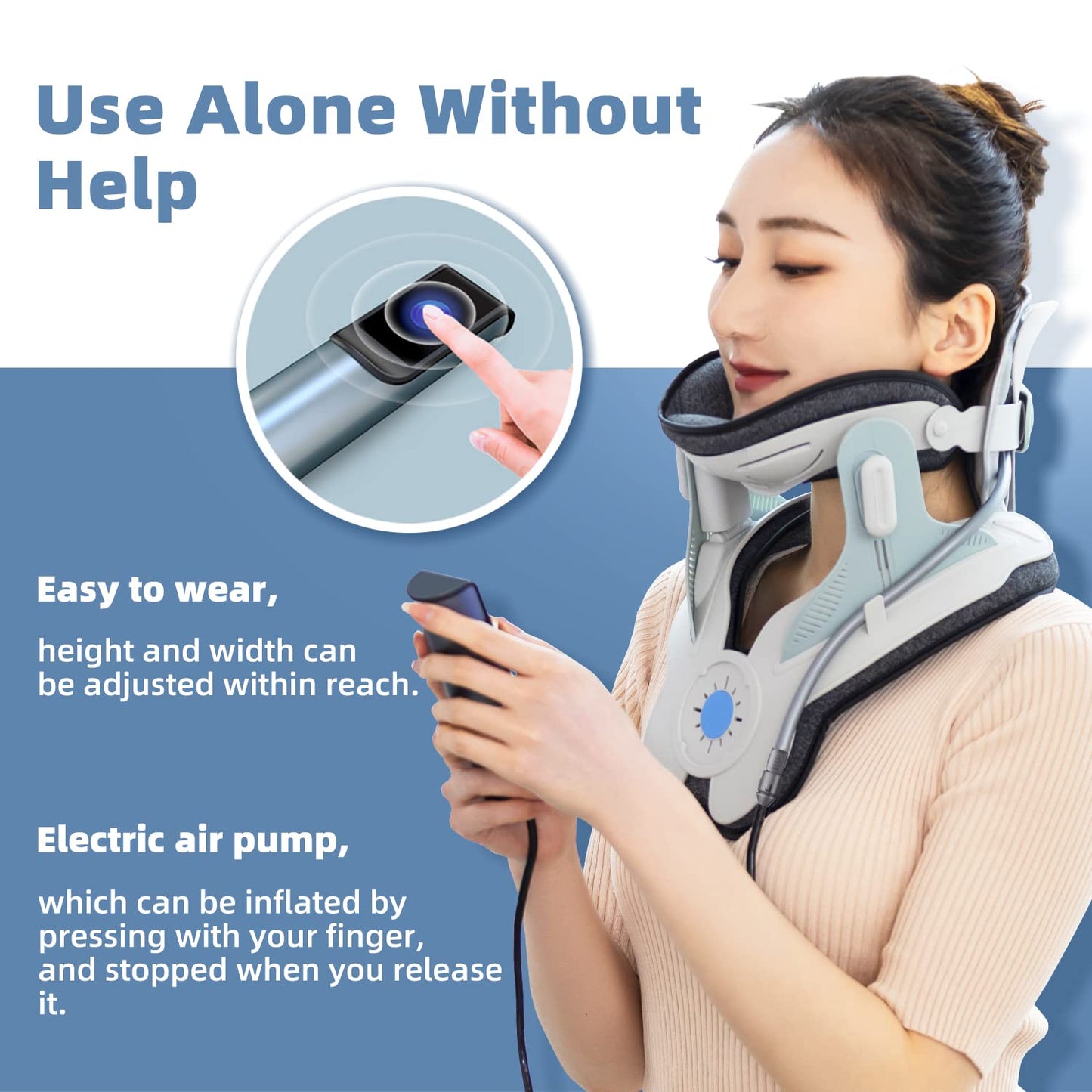 Cervical Neck Traction Device, Home Use Neck Traction Device with Electric Air Pump, Easy to Wear and Fully Adjustable