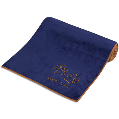 Lucky Paws® UK Dog Towel – Extra Large 140x70cm Dog Towels – Super Absorbent, Luxuriously Soft, Fast Drying Dog Towels for Drying Dogs – Premium Microfibre Dog Towel (Pack of 1, Navy Blue)