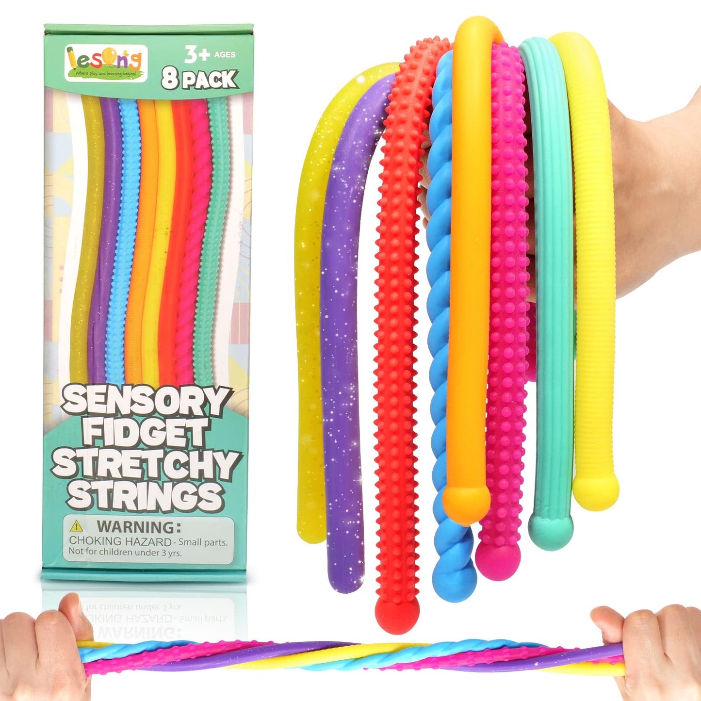 Sensory Autism Toys for Kids - Textured Stretchy Fidget Toys for Stress - Sensory Toys Special Needs for Autistic Toddlers Boys Girls Stocking Stuffers Gifts, Treasure Prizes Classroom - 8 Pack