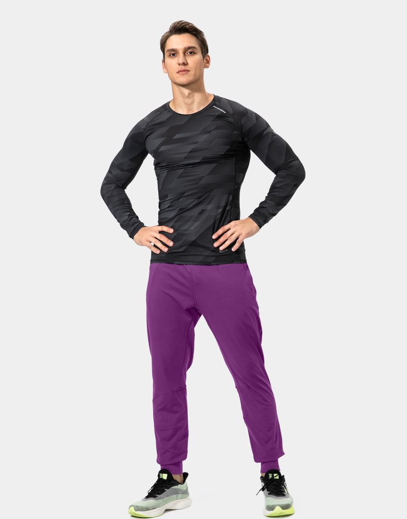 Men's Sweatpants with Zipper Pockets Athletic Pants Traning Track Pants Joggers for Men Soccer, Running, Workout (Purple, Small)