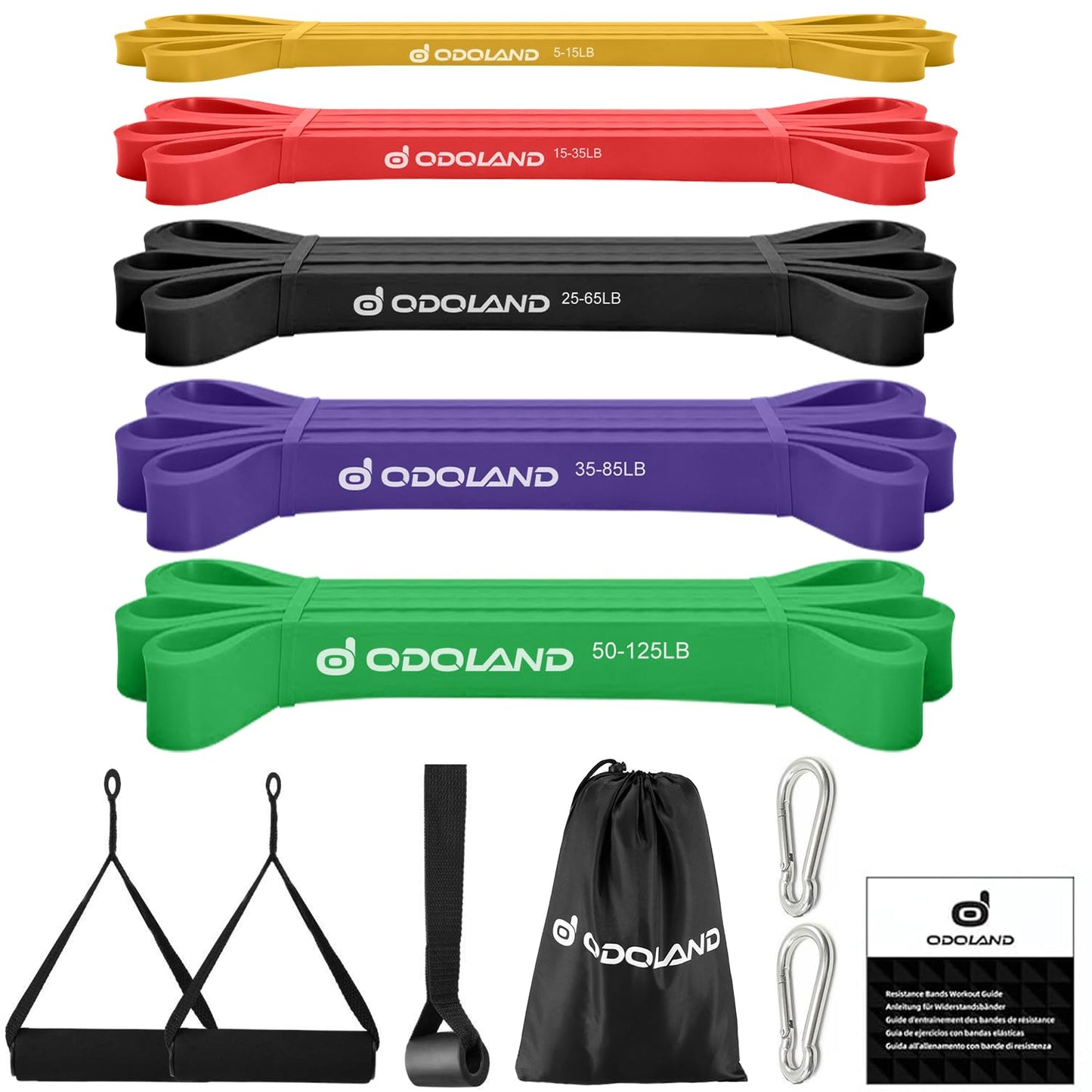 Odoland Pull Up Assist Bands, Pull Up Straps, Resistance Bands with Door Anchor and Handles, Stretch Mobility, Powerlifting and Extra Durable Exercise Bands with eGuide for Men and Lady C