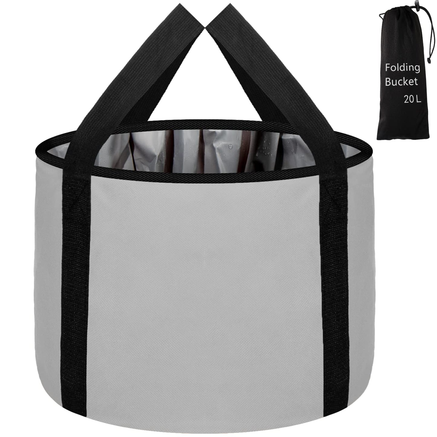 Foot Bath Basin 20L Collapsible Bucket, Portable Foot Soak Tub Feet Soaking Bucket for Outdoor Travel, Camping, Fishing(Black)