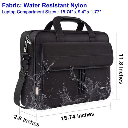 Taygeer Laptop Bag 15.6 Inch, Business Laptop Bags for Men Messenger Briefcase for Men Office Case 15 Inch Carry Case Computer Document Handbag for School, Work, Uni, Black