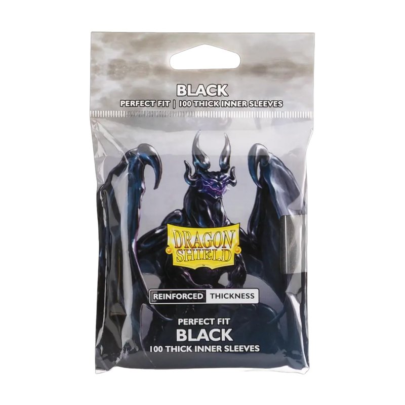 Dragon Shield - Standard Perfect Fit Thick Inner Sleeves - (100 Sleeves) - Black