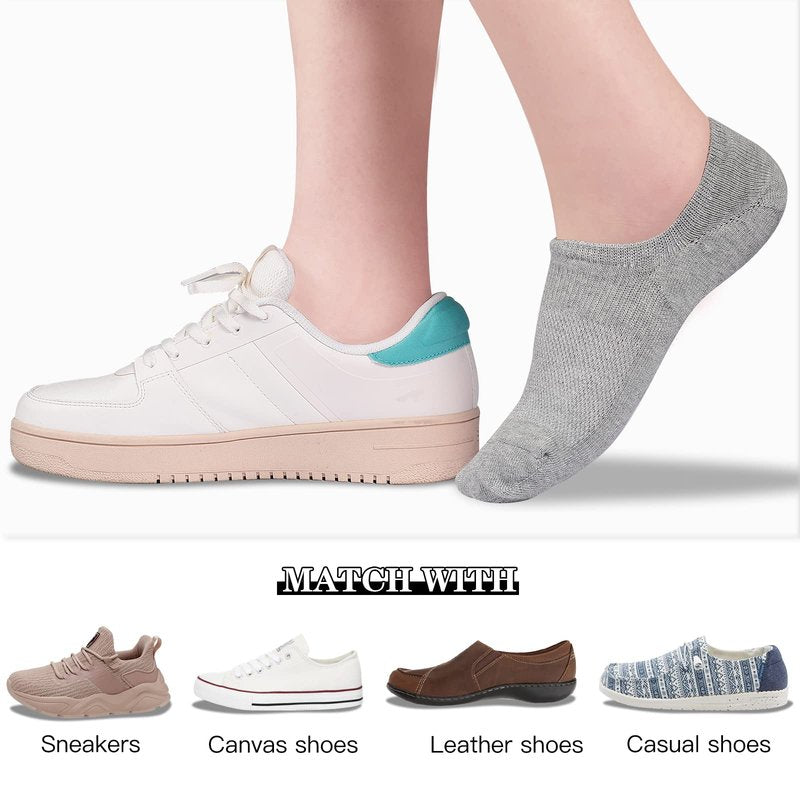 Heatuff No Show Socks Womens Cotton Low Cut Non Slip Casual Socks Invisible Flat Boat Liner Socks (6/9 Pairs)