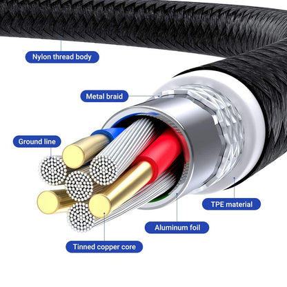 Bojianxin 540° Rotation 3 in 1 Magnetic Charging Cable (7-Pack, 1.6ft/3.3ft/6.6ft/6.6ft/10ft/10ft, Magnet Phone Charger Compatible with Micro USB, Type C Device, black, (NEW-7PACK)