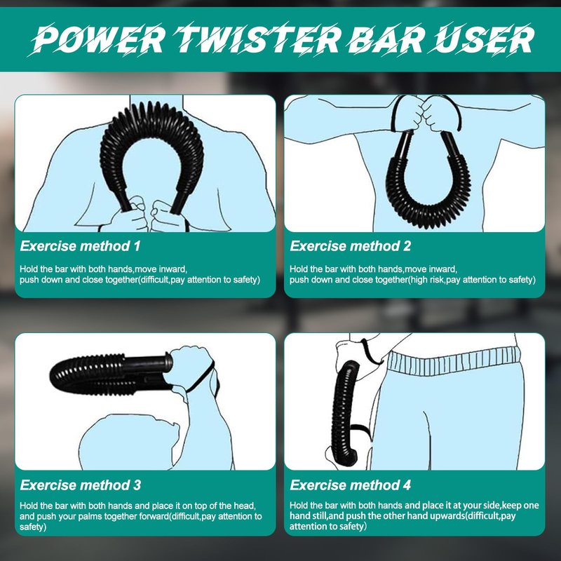 Power Twister Bar (77LB) – Arm & Forearm Workout Equipment for Men & Women, Heavy Duty Spring Steel Wrist & Chest Strengthener with Non-Slip Handles, Home Gym Fitness Tool