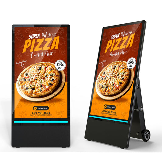SIOXCFZ 43 inch Outdoor Mobile Digital Signage Display, LCD IP65 Waterproof Advertising Display Kiosk with Rechargeable Battery, Brightness Auto-Adjustment and Impact Resistant Screen