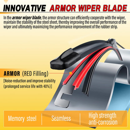 AUTOBOO 13" and 13" Windshield Wipers Blades (Pack Of 2),OEM Quality Premium All-Seasons Wiper blades,Stable and Quiet Armor wiper blades