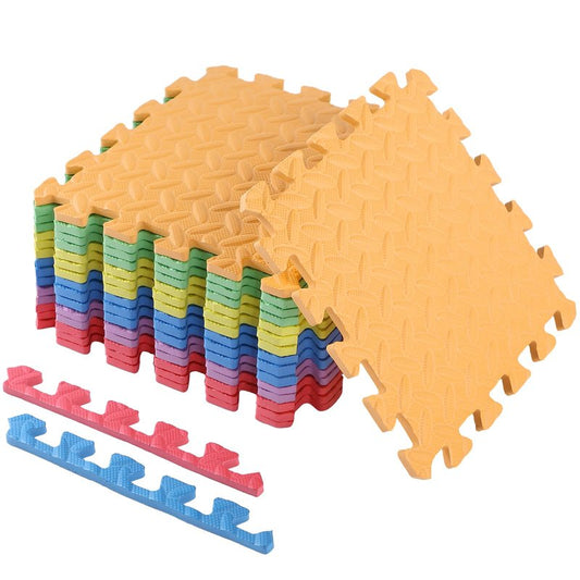 Shihanee Foam Floor Tiles Foam Floor Mats Play Mats Bulk with Borders Interlocking for Bedroom Gym Nursery(11.8 x 11.8 Inch,Colorful)