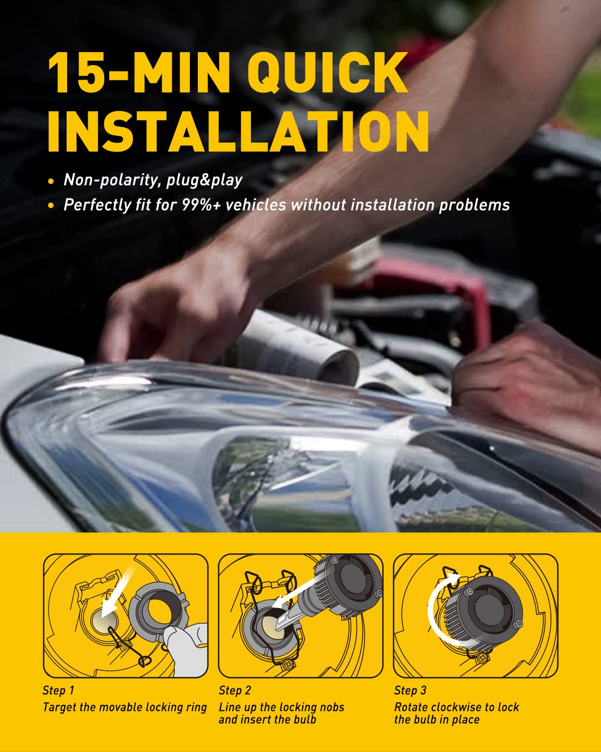 AUXITO H7 LED Light Bulbs 2025, 6000K Cool White CSP LED Chips Fog Lamps Replacement, Plug and Play, Pack of 2