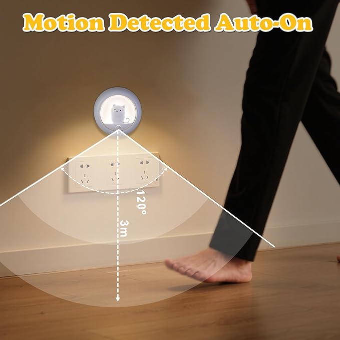 Attivolife Cat Motion Sensor Night Light, Cute Cat Magnetic LED Rechargeable Lamp with Dimmable, Portable Room Bedroom Bathroom Kitchen Wardrobe Stair Locker Wall Decor Lamp for Kid Teen(White x 2)