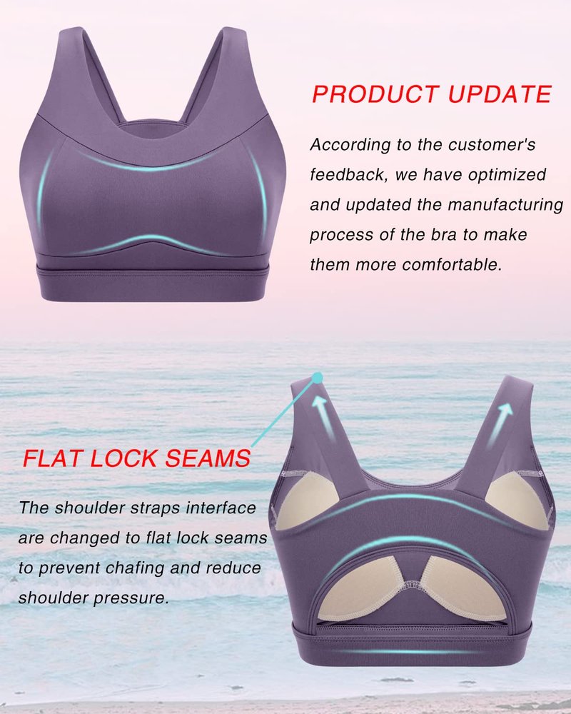RUNNING GIRL High Impact Sports Bras for Women,Racerback Bra Workout Crop Tops for Women(WX2667 Purple,3XL)
