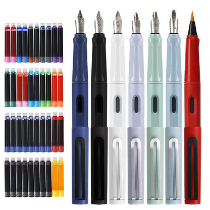 GC QUILL Calligraphy Fountain Pen Set- 7 with Different Nibs and 40 Ink Cartridges for Beginners- MU-09