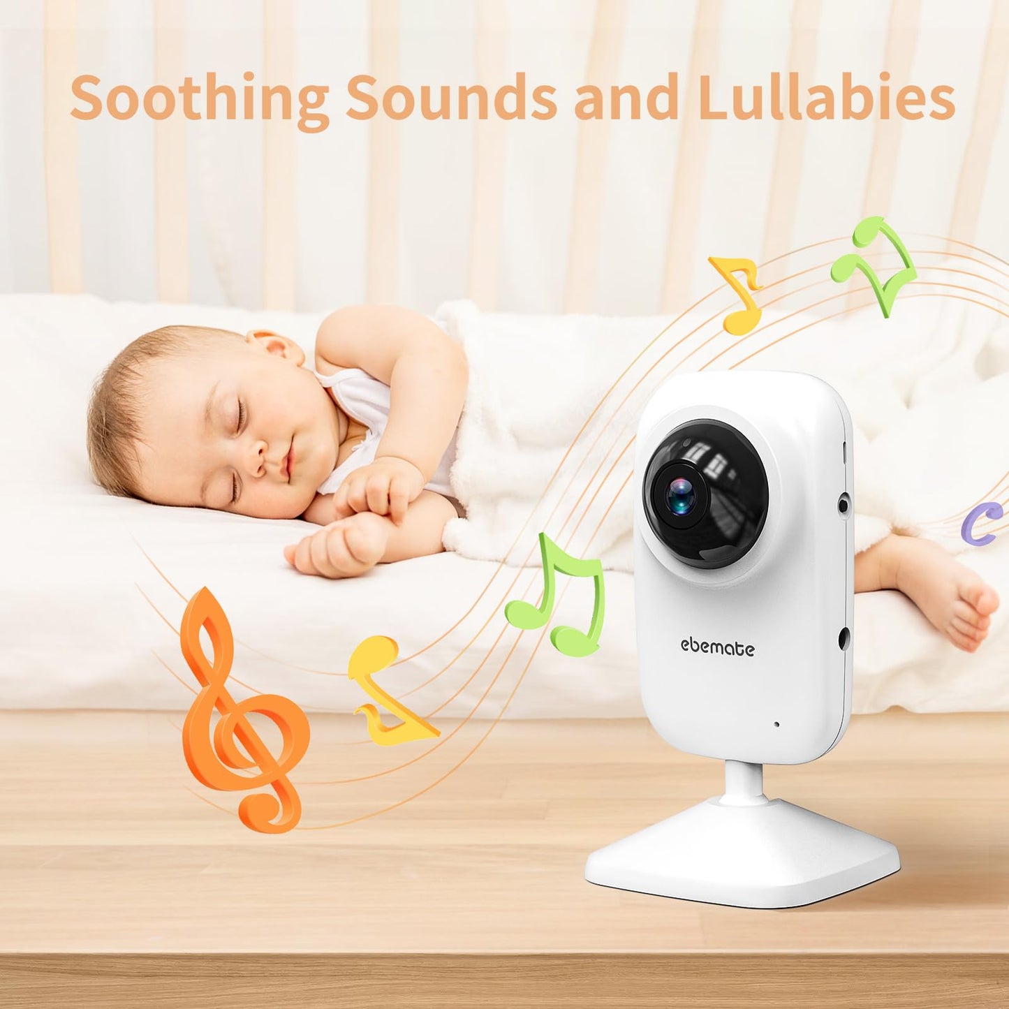 ebemate Video Baby Monitor Camera with 2.8" LCD Screen Video & Audio No Glow Night Vision,2-Way Talk Audio Cam Baby Monitoring 1200FT Range EBE28