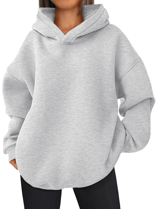 EFAN Womens Oversized Hoodies Fleece Hooded Sweatshirts Casual Comfy Tops Fall Fashion Outfits 2025 Cute Clothes with Pockets Grey M