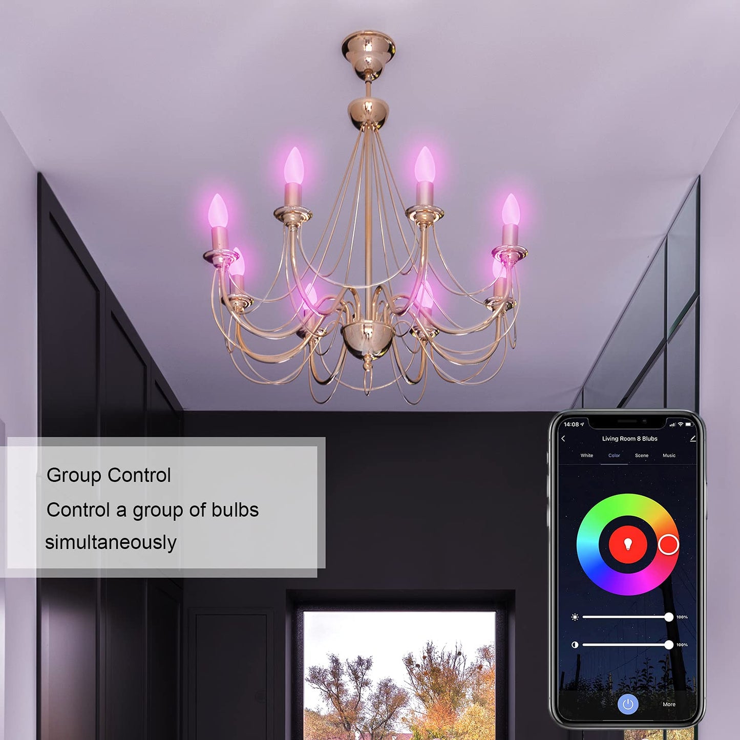 ANTELA Smart Bulb E14 Alexa Light Bulb C37 LED Dimmable Bulb RGB 16 Million Colors 2700-6500K, Smart Life APP Control, Voice Control, Compatible with Alexa, Google Home, 2PCS