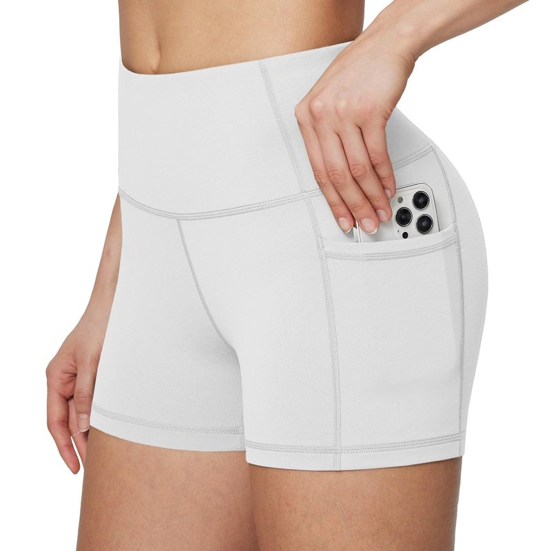 baleaf Gym Shorts Women 3" Biker Workout Yoga Spandex Running Volleyball Tummy Control Compression with Pockets White S