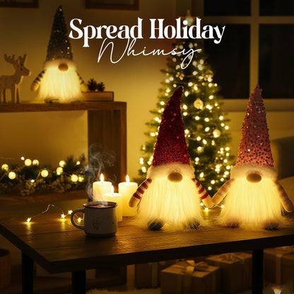 KAHF 2PCS Christmas Gnomes Decorations and Christmas Decorations Indoor Lighted - 12" Handmade Swedish Santa Gnomes Plush Cute Christmas Decor Elf Gift Xmas Table