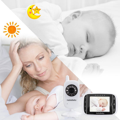 HelloBaby Wireless Video Baby monitor with Camera and Night Vision, 3.2 Inch Screen Night Vision Temperature Monitoring & 2 Way Talkback System Lullabies UK Interface Plug (HB32)