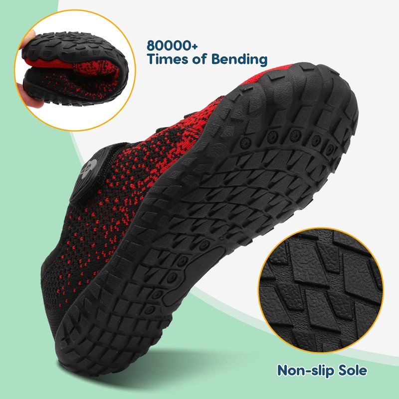 LeIsfIt Kids Shoes Girls Boys Wide Shoes Kids Barefoot Sneakers Lightweight Hiking Shoe for Toddler Little Big Kid RedBlack 4 Big Kid