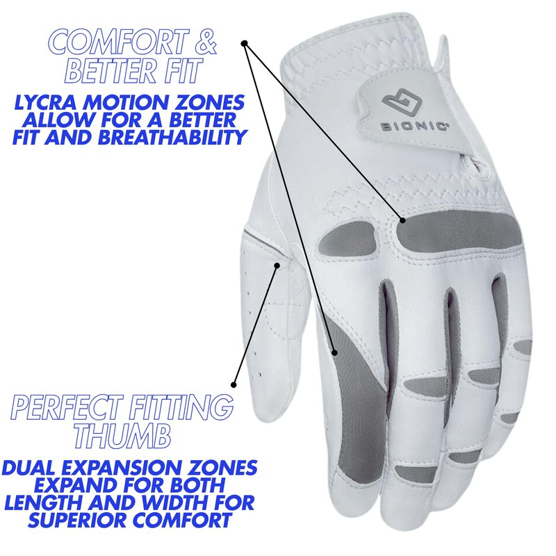 Bionic Men's Performance Grip Pro Premium Leather Golf Glove (Medium/Large, Right)