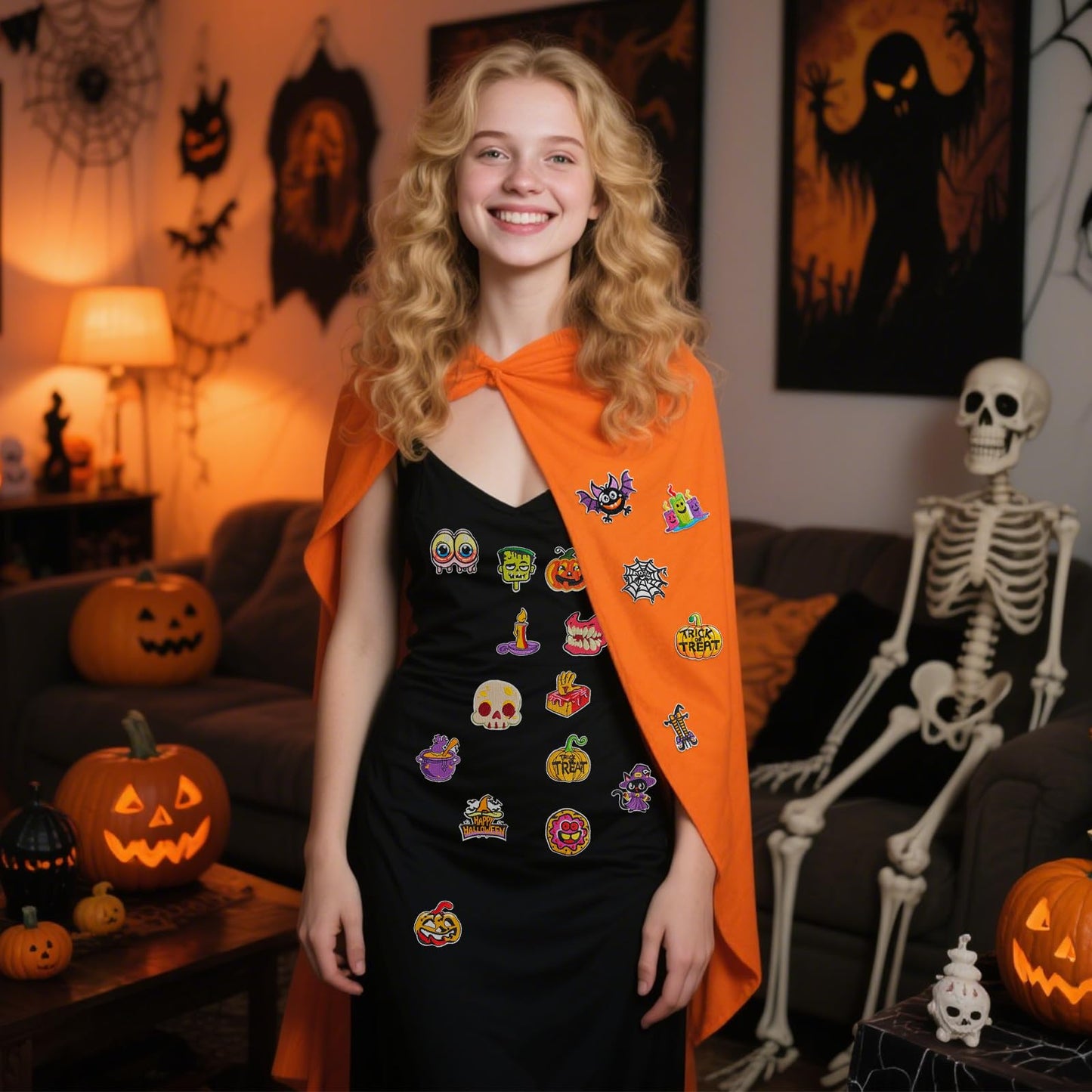 Butie 32 Pcs Halloween Iron On Patches, Spooky Horror Cute Embroidered Iron on Patches for Clothes, Socks, Hats, Jeans, Etc