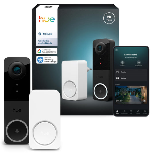 Philips Hue Secure Wired Video Doorbell and Smart Chime, 2K Resolution, Wide Angle View, Motion Detetection, Two-Way Audio, Real-time Notifications, Seamless Integration Ecosystem