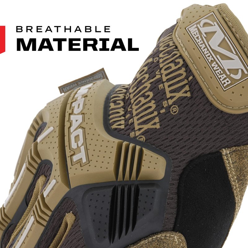 Mechanix Wear: M-Pact Work Gloves with Secure Fit, Work Gloves with Impact Protection and Vibration Absorption, Safety Gloves for Men (Brown, Medium)