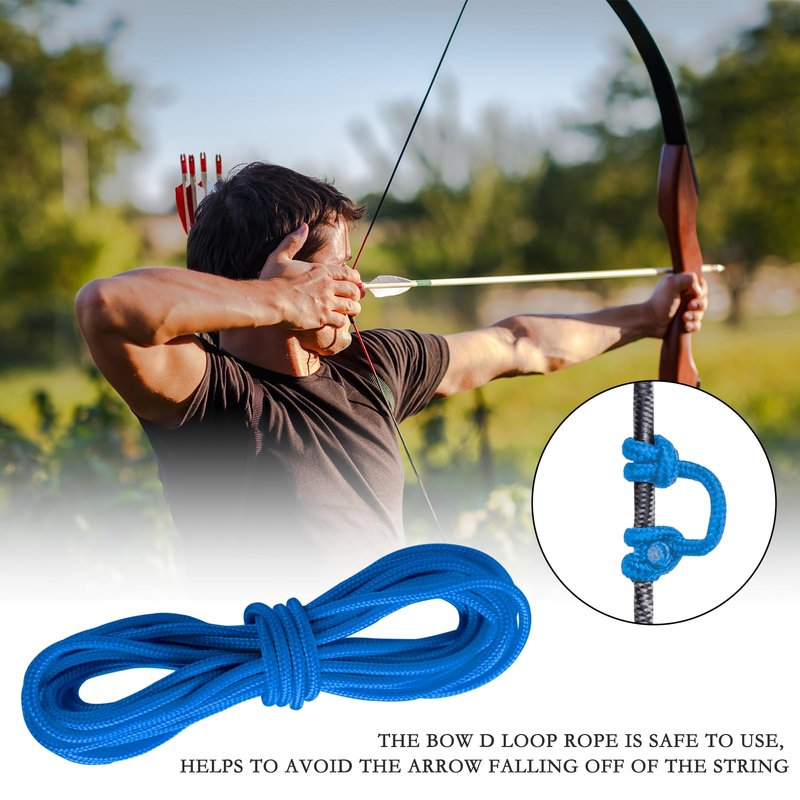 Archerest Bow String D Loop, 10 ft. D Release Nocking Loop Rope for Compound Bowstring Archery (Blue)