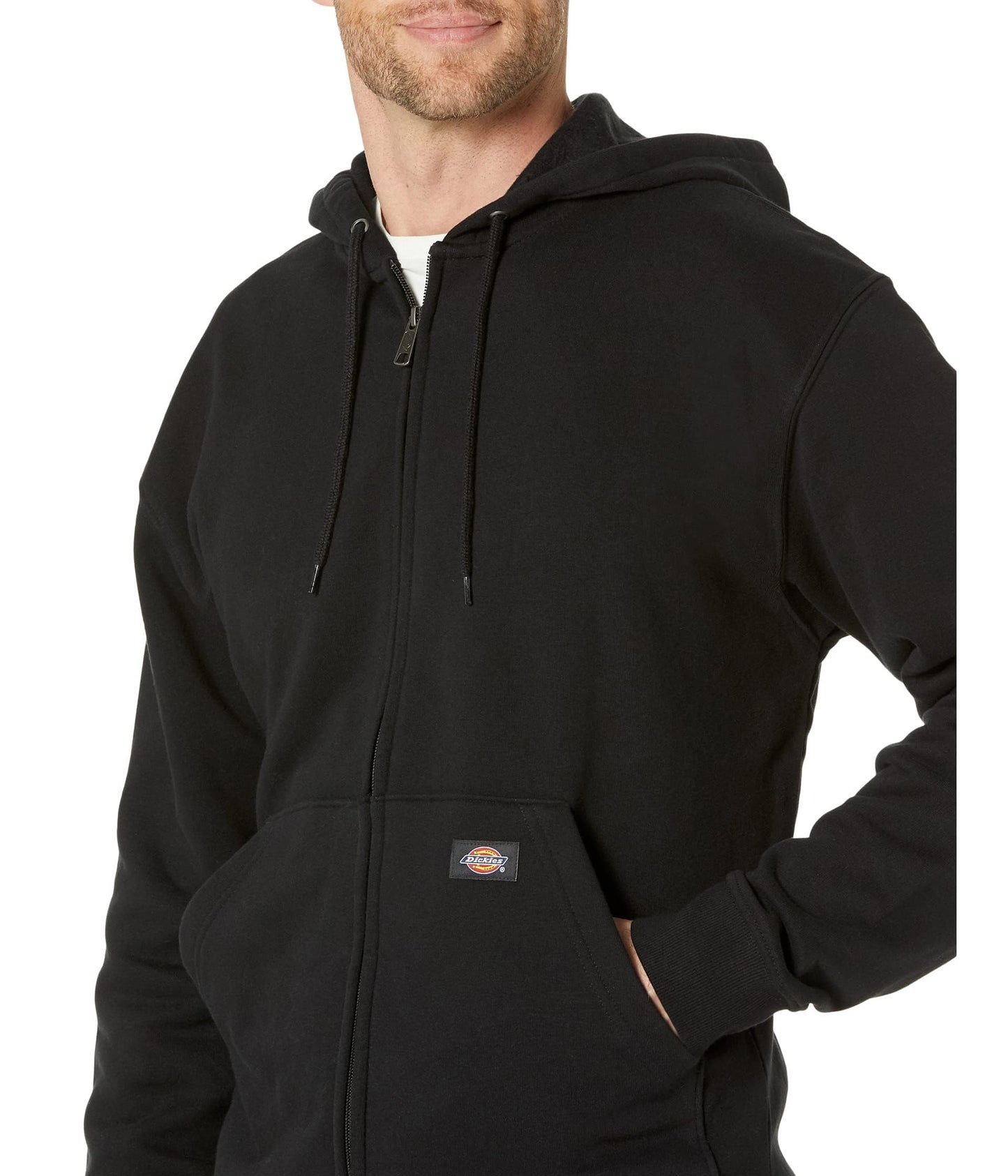 Dickies Men's Full Zip Fleece Hoodie, Black, Medium