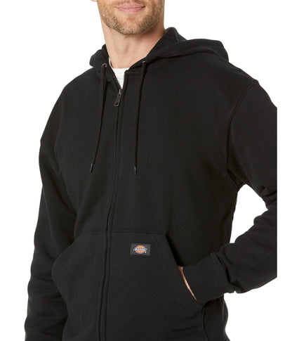 Dickies Men's Full Zip Fleece Hoodie, Black, Medium