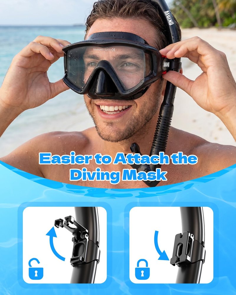 Aegend Snorkel Diving Mask for Adult Men Women – Diving Goggles Anti-Fog Tempered Glass Lens | for Adult Snorkeling, Swimming & Diving Gear (Black & White-2 Pack)