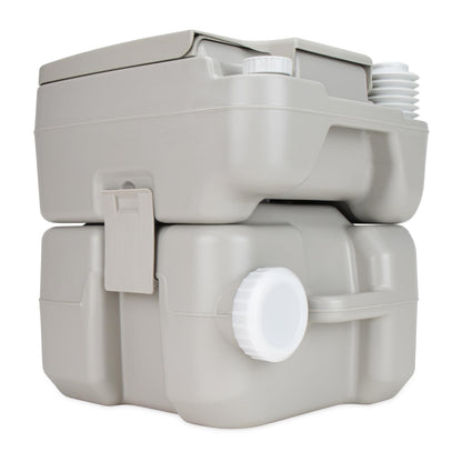Camco 5.3-Gallon Portable Toilet - Features Detachable Holding Tank w/Sealing Slide Valve & Bellow-Type Flush - Easy Transport w/Compact Lightweight Design & Carry Handle - Gray (41541)
