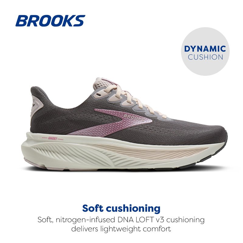 Brooks Women’s Ghost 17 Neutral Running Shoe - Poppy Seed/Pink/Bluewash - 7.5 Medium