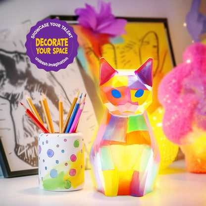 Paint Your Own Cat Lamp Kit, Cat Gifts for Girls, Painting kit for Kids 6 7 8 9, Arts and Crafts for Kids Ages 8-12, Art Supplies Toys Girls Boy Birthday Present