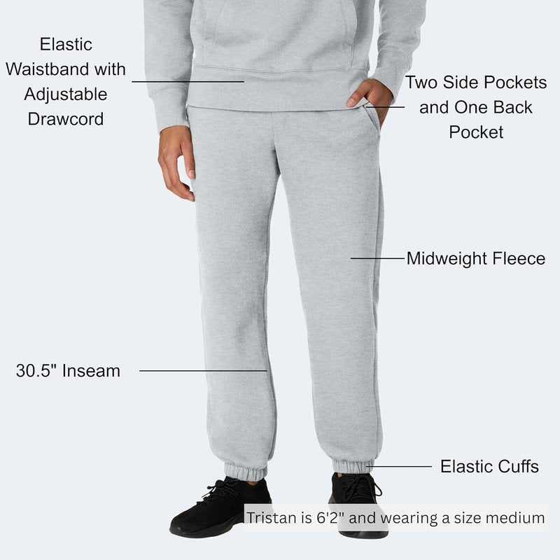 Hanes Men's Jogger Sweatpants - Heavyweight Fleece with Pockets | 30" Inseam