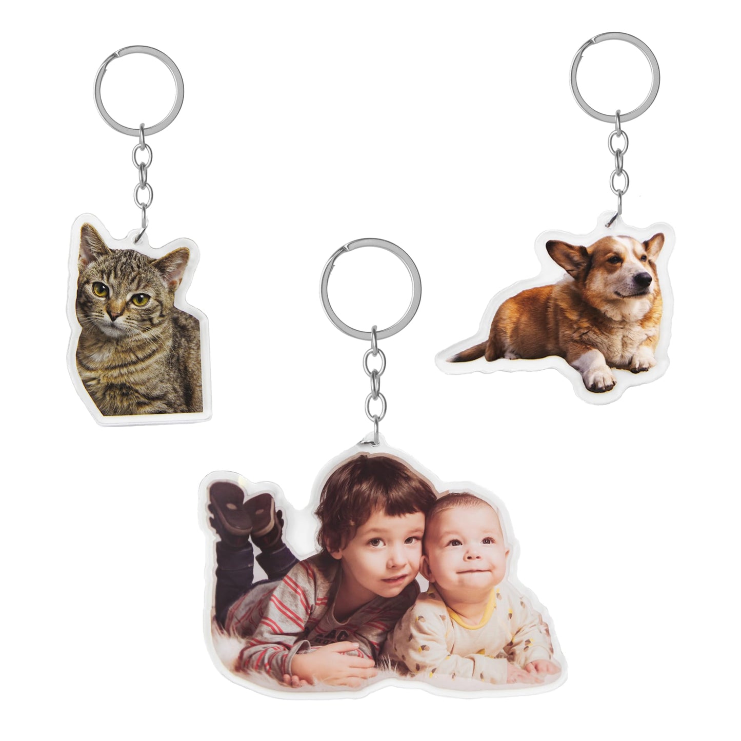Eletizy Personalized Photo Dog Cat Acrylic Keychain Custom Keyring Backpack Pendant Gift (2inches)